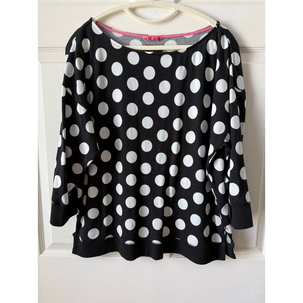 Kate Spade Black White Polka Dot Boxy Sweater Womens Large Whimsical Designer